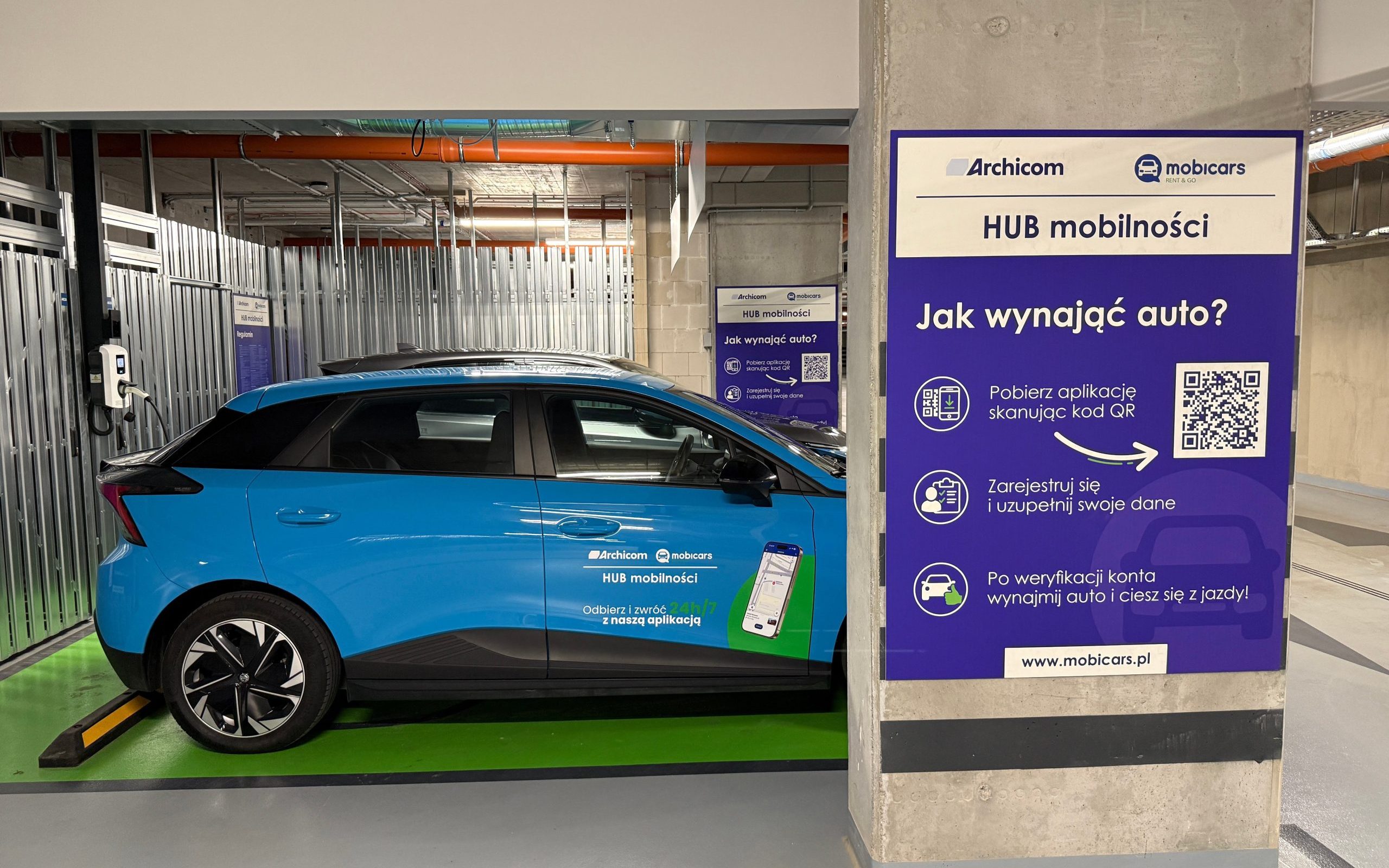 Archicom i MobiCars nawiązują partnerstwo. W Modern Mokotów pojawił się pierwszy hub mobilności